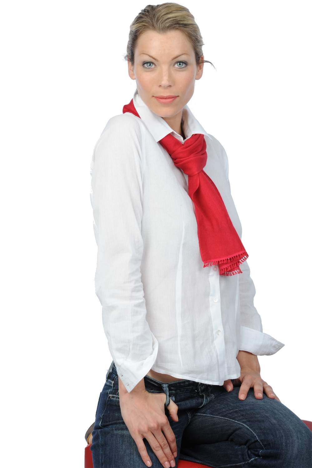 Cashmere & Silk accessories scarf mufflers scarva deep red 170x25cm